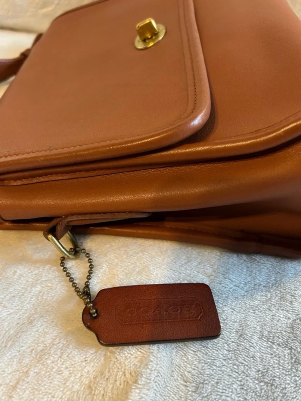 Coach Brown Leather Top-Handle Satchel with Gold Hardware